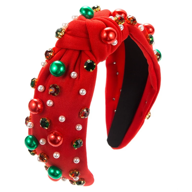Diadema de perlas y diamantes imitation para niña – Estilo navideño minimalista - imagen 2