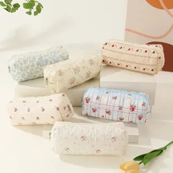 Estuche floral de algodón acolchado para niñas – Escolar portátil