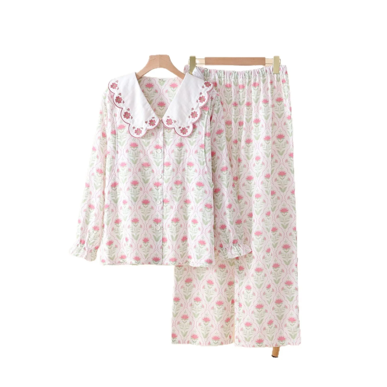 Pijama lactancia doble capa gasa algodón estilo pastoral - imagen 5