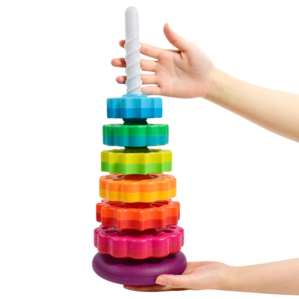 Torre arcoíris Montessori – Juguete giratorio para bebé - imagen 2