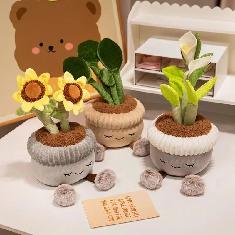 Peluche cactus florido estilo tierno con flores artificiales para niños
