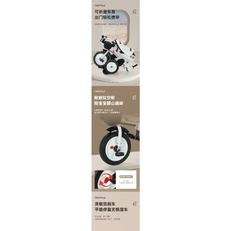 Triciclo evolutivo plegable 3 en 1 para bebé con manubrio ajustable - imagen 3