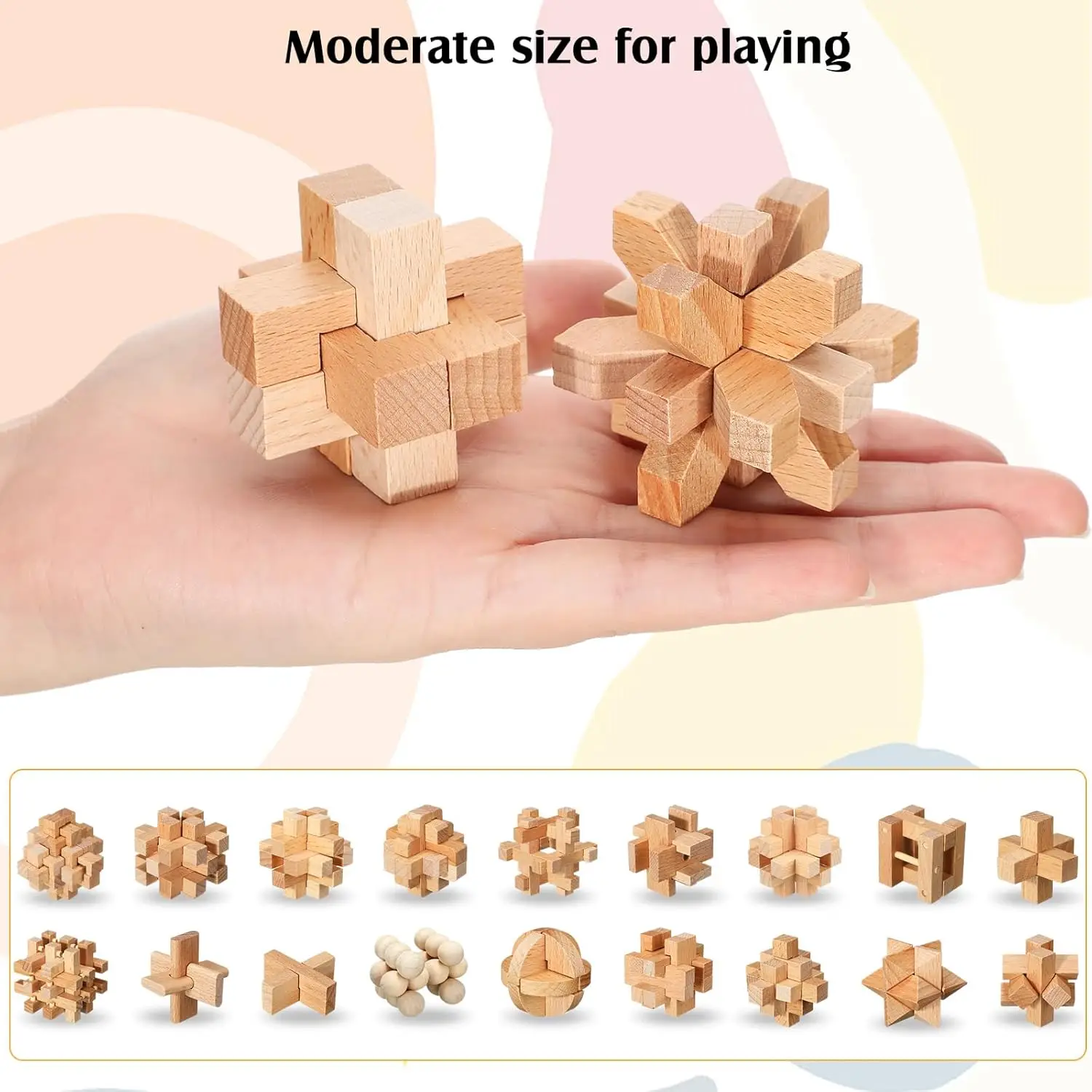 Kong Ming Luban Lock rompecabezas educativo 3D de bambú matemáticas - imagen 2