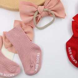 Diademas para bebé con lazo grande, nailon elástico y calcetines