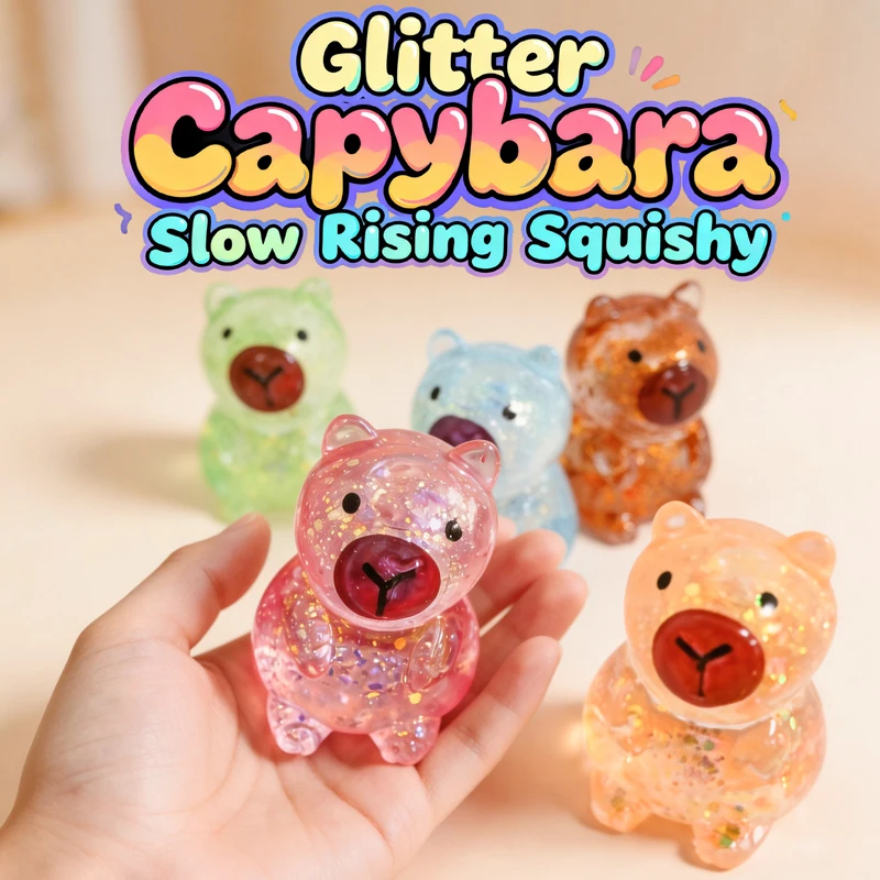 Capibara antiestrés con brillo y diseño tierno