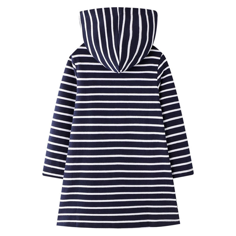 DXTON Vestido con capucha infantil de algodón a rayas de invierno