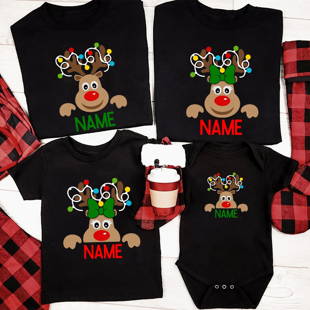 Camisa personalizada con reno para familia