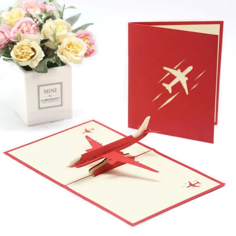 Tarjetas de felicitación plegables de avión con relieve retro ZYF - imagen 5