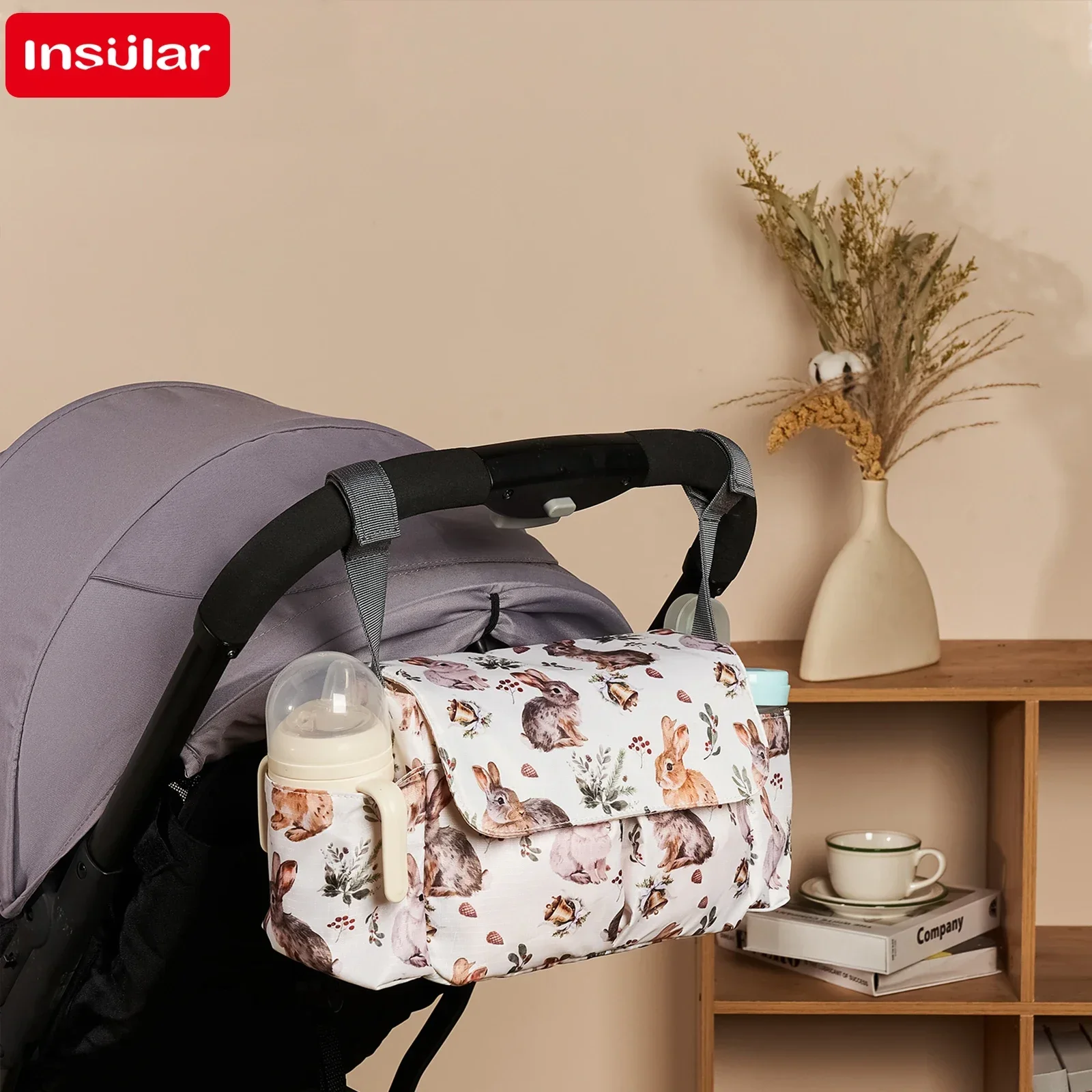 Bolsa de pañales impermeable para cochecito – Organizador con gancho - imagen 2