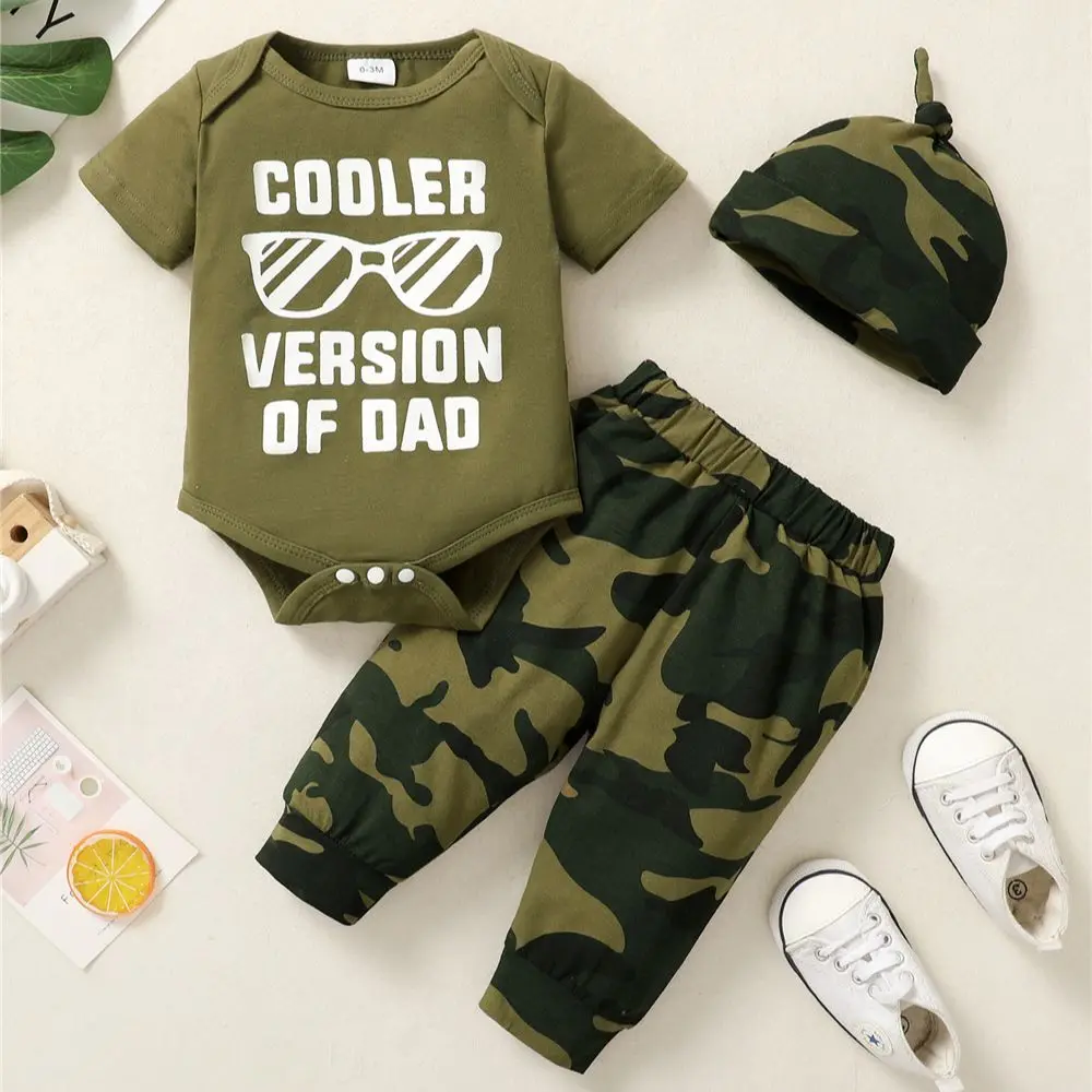 Conjunto bebé recién nacido: pelele letra y pantalón camuflaje con gorrito - imagen 5