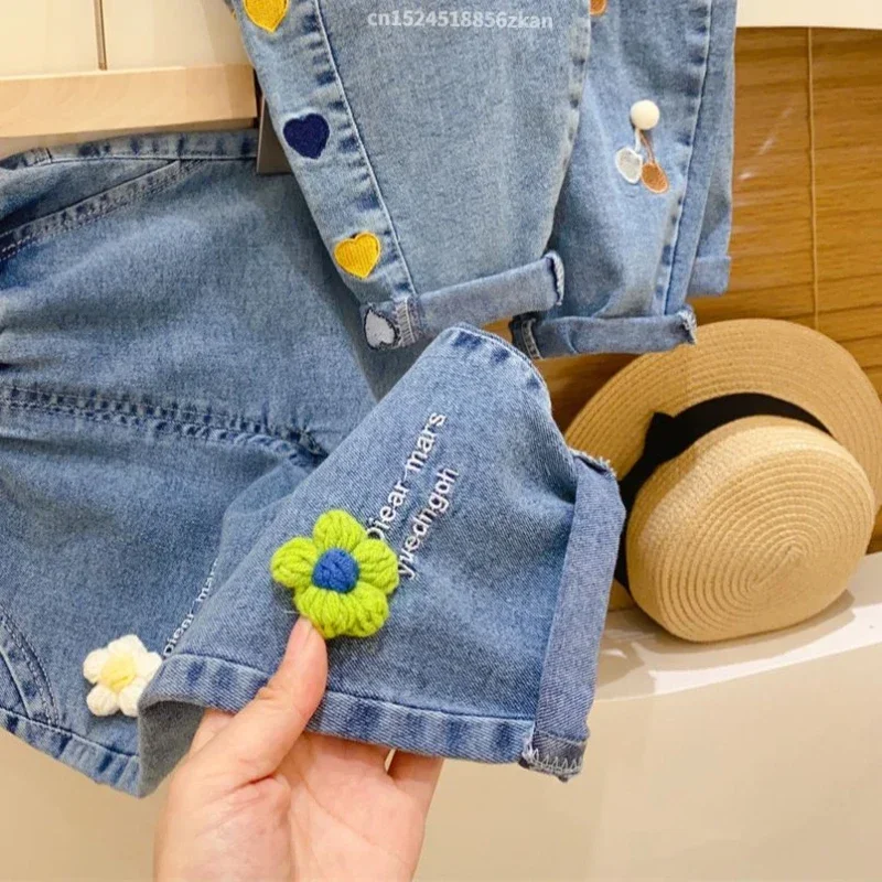 Daduhey pantalones vaqueros bordados de flores para niña - imagen 2