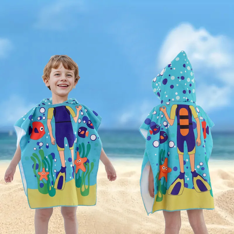 Toalla poncho con capucha para playa y piscina infantil - imagen 5