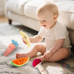 Sonajeros de peluche con mordedor suave frutas y verduras