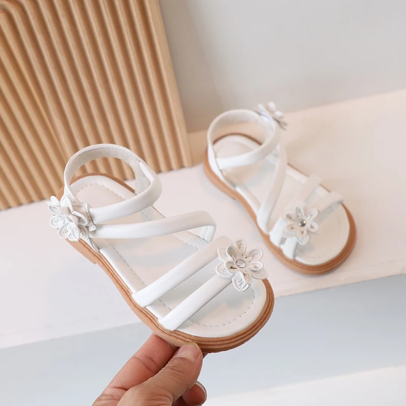 Sandalias de niña con flores estilo princesa, veraniegas de playa - imagen 3