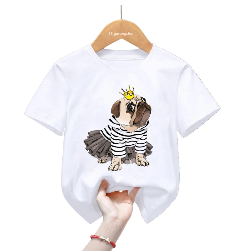 Camiseta princesas Pug verano niños y niñas – Estilo kawaii