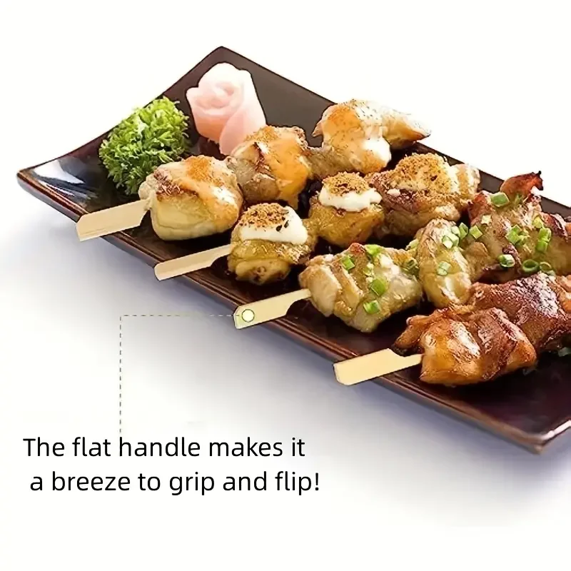 Brochetas de bambú natural para barbacoa – Pinchos desechables