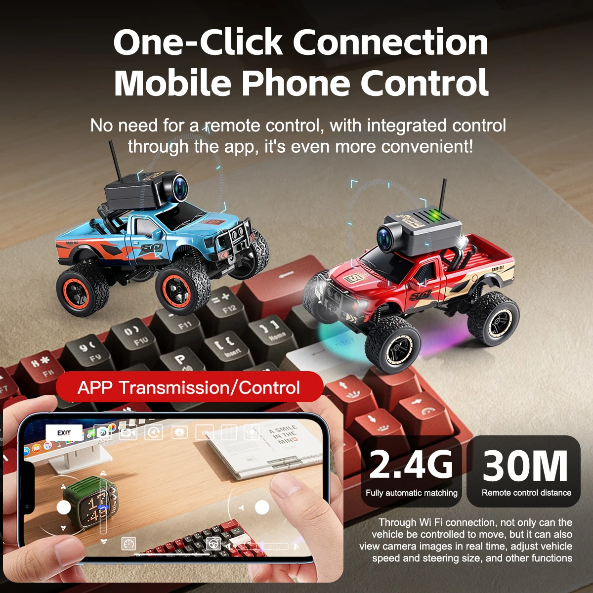 Coche teledirigido RC con cámara y mando a distancia para niños - imagen 4