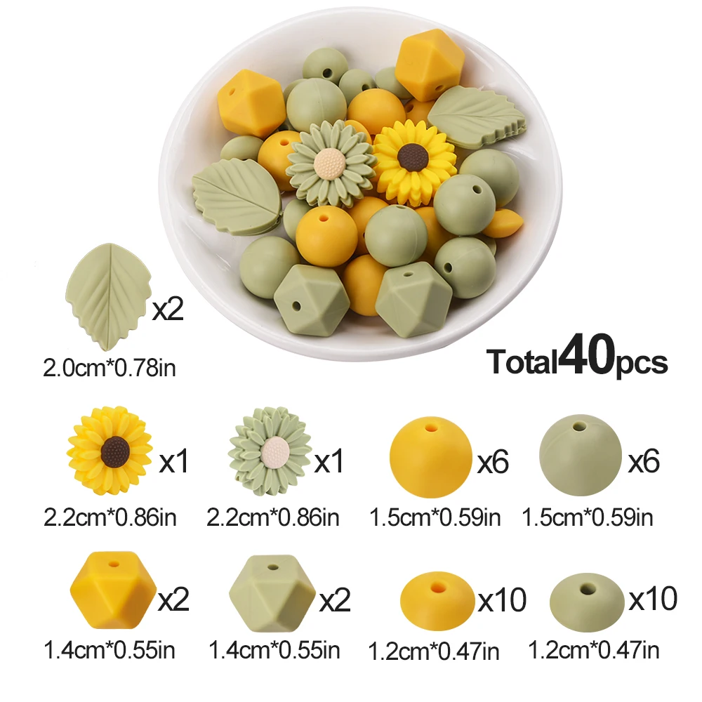 Cuentas de silicona LOFCA para collar de dentición – Set floral - imagen 5