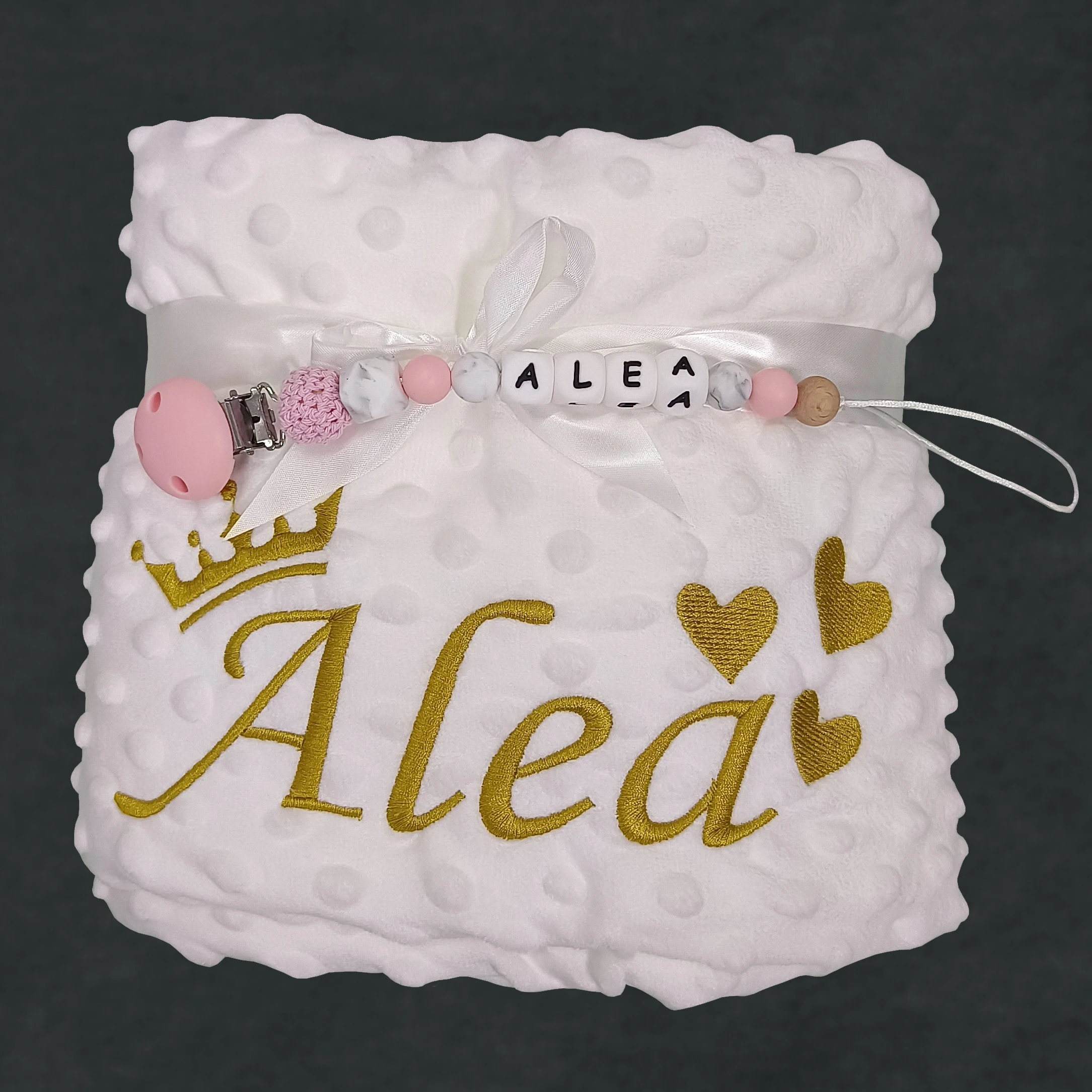 Manta personalizada de lana para cuna con nombre