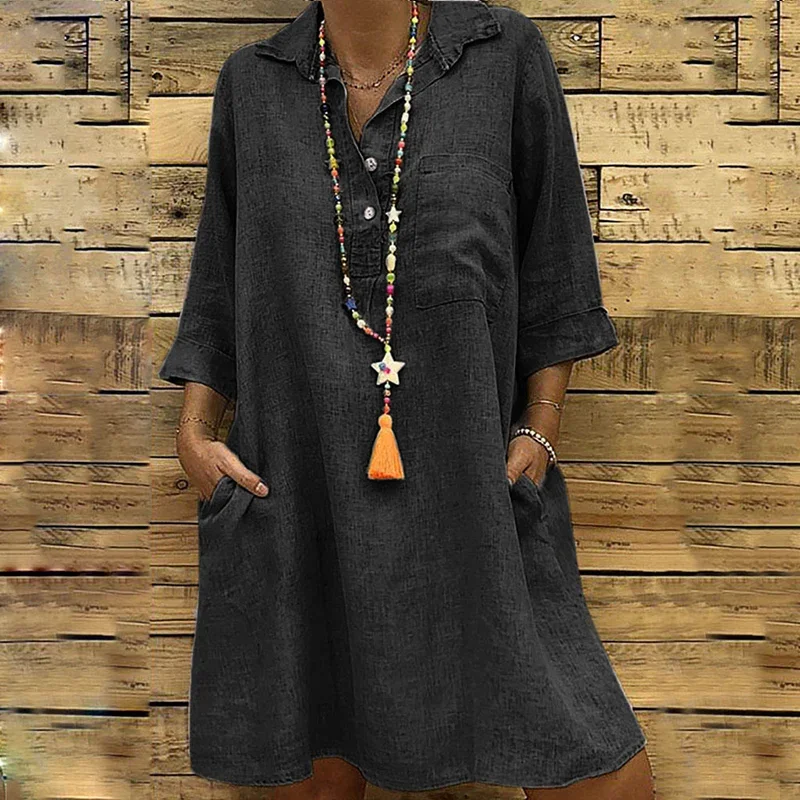 Vestido maternidad algodón verano con botones y manga corta - imagen 2