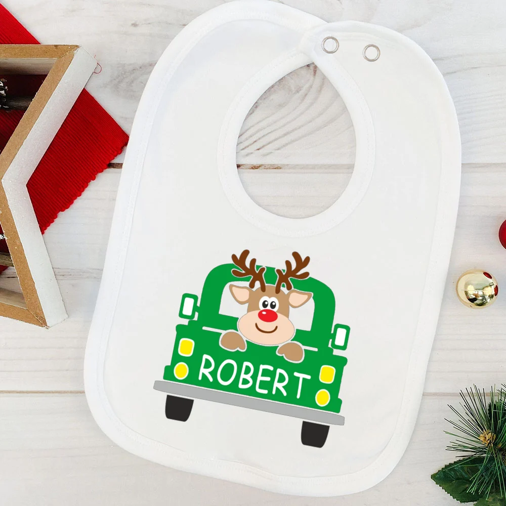 Babero navideño personalizado para bebé con nombre en algodón - imagen 5