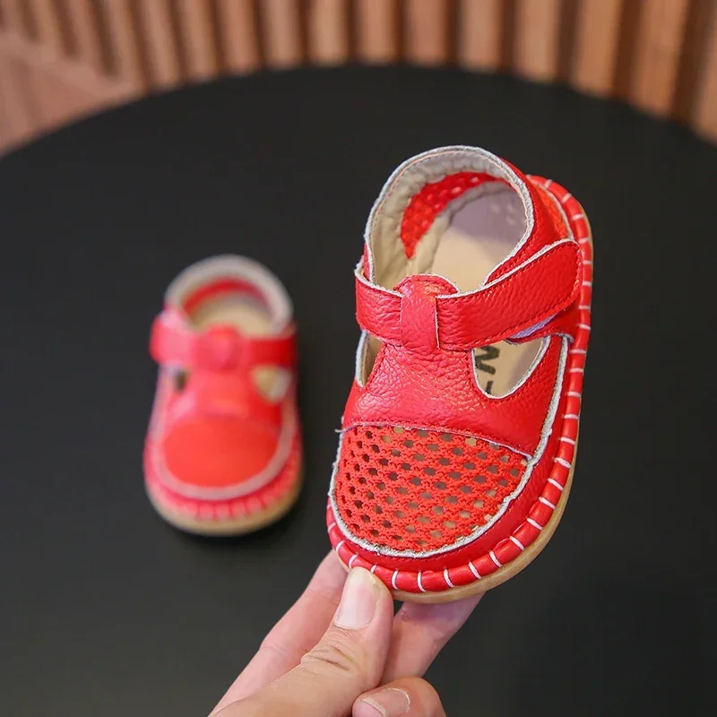 Sandalias infantiles de piel auténtica con suela suave para verano - imagen 3
