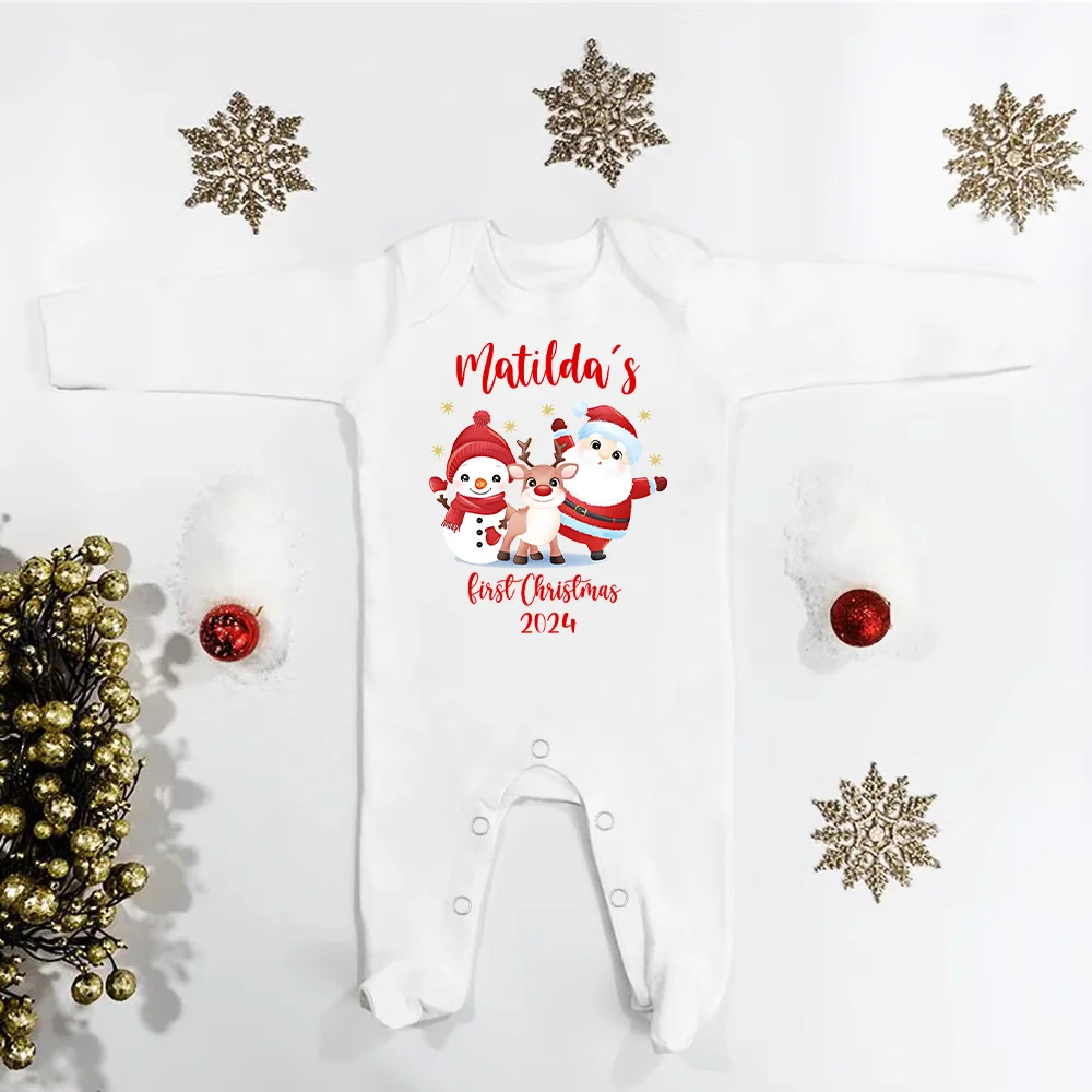 Mameluco de Navidad personalizado con nombre para bebé
