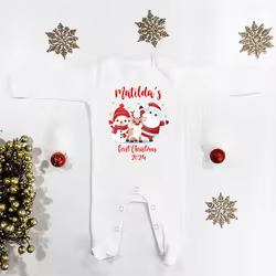 Mameluco de Navidad personalizado con nombre para bebé