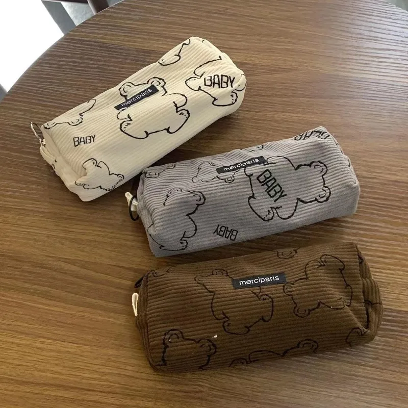 Estuche escolar acolchado de pana para niñas