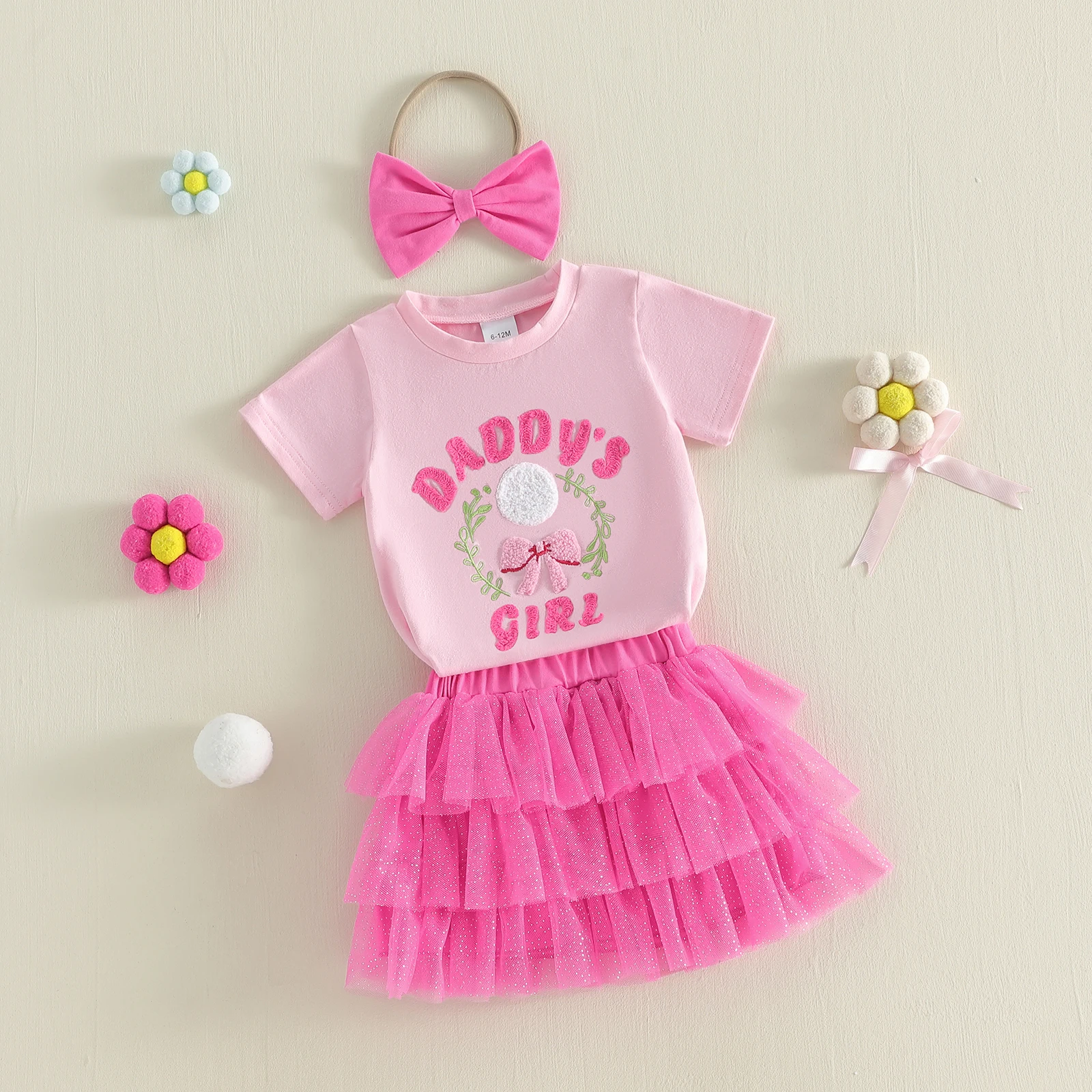 Conjunto de verano para bebé niña con bordado y falda de tul - imagen 4