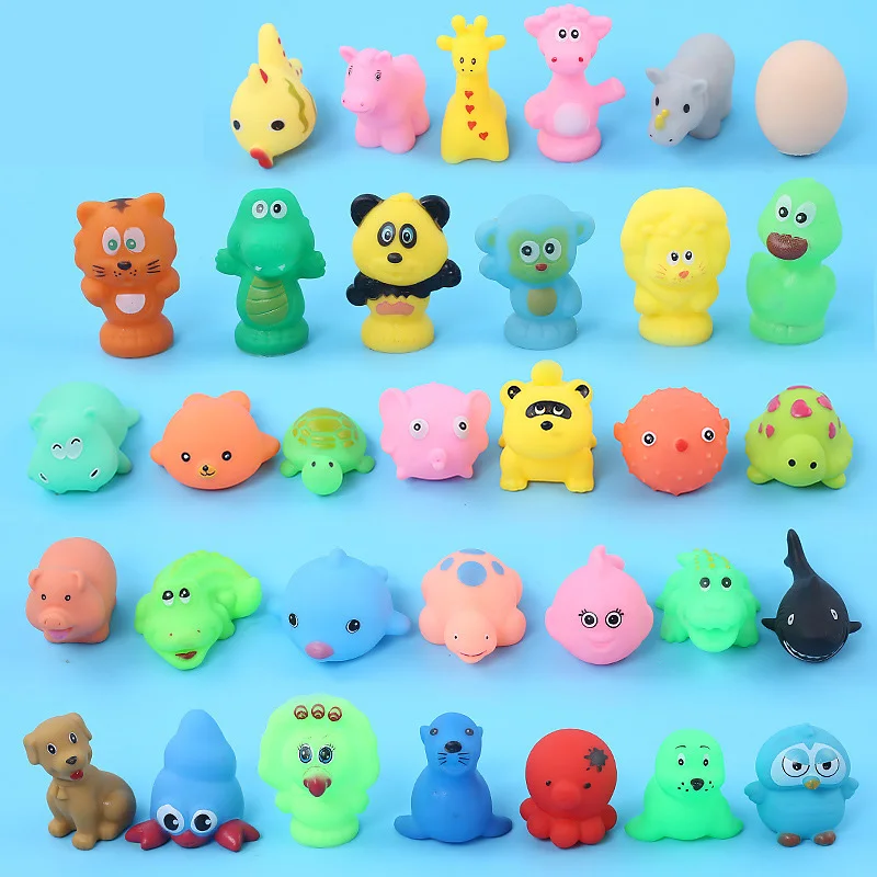 Juguetes de baño con flotador y sonido para bebé – Animales suaves de goma