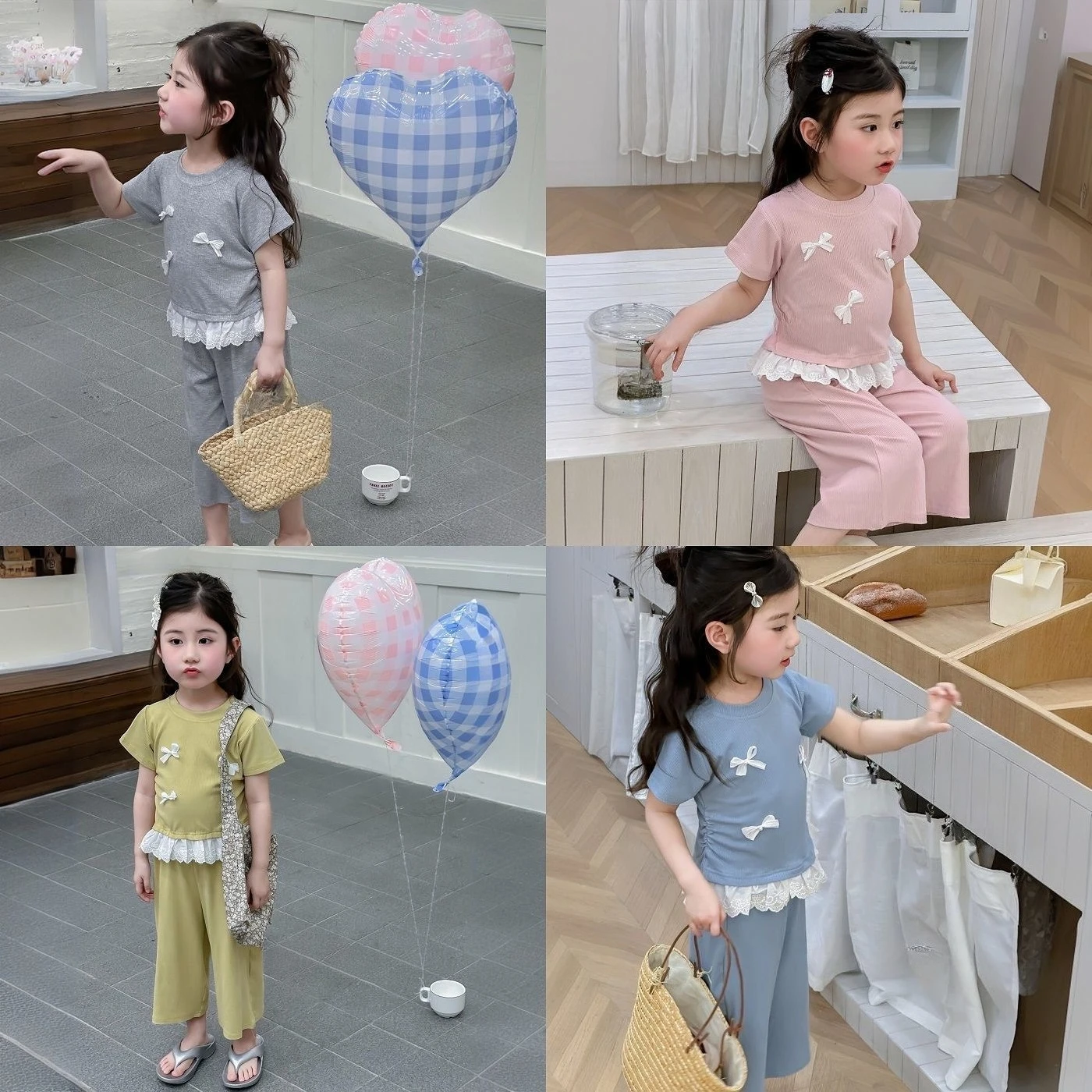 Somenie Conjunto de verano bebé niña – Top lazo encaje y shorts - imagen 5