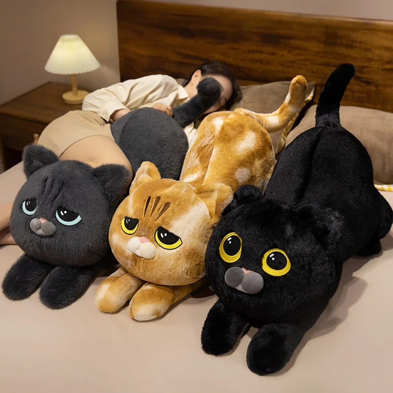 Almohada de peluche de gato tumbado suave, dibujo animado