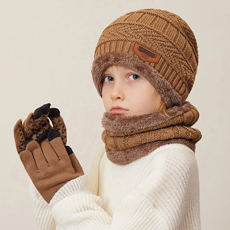Conjunto de gorro, guantes y bufanda de punto infantil cálido - imagen 2