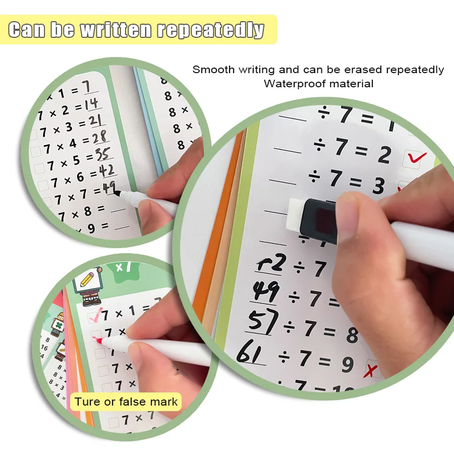 Tarjetas de matemáticas Montessori limpiables para sumar y restar