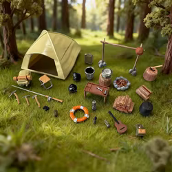 Figuras de resina para peceras con tienda de camping en mini