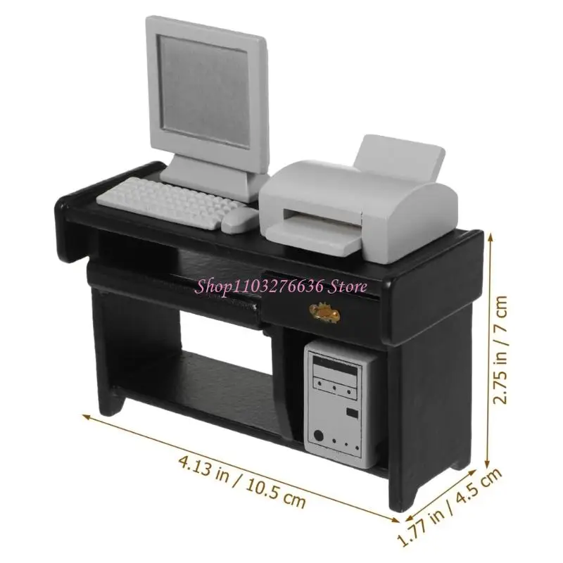 Set muebles de oficina para casa muñecas escritorio silla impresora - imagen 5