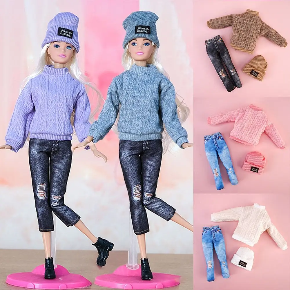 Conjunto completo de ropa para muñeca 1/6 BJD con tops, jeans y sombrero