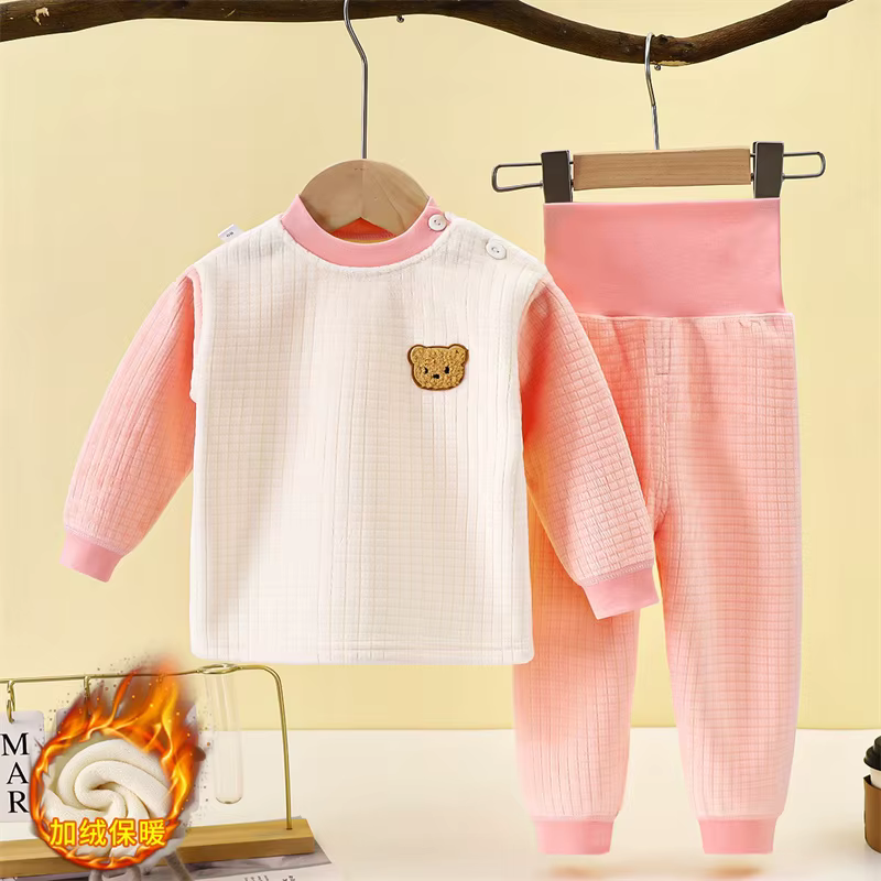 Pijama acolchado cálido para bebé con dibujos y cintura alta - imagen 3