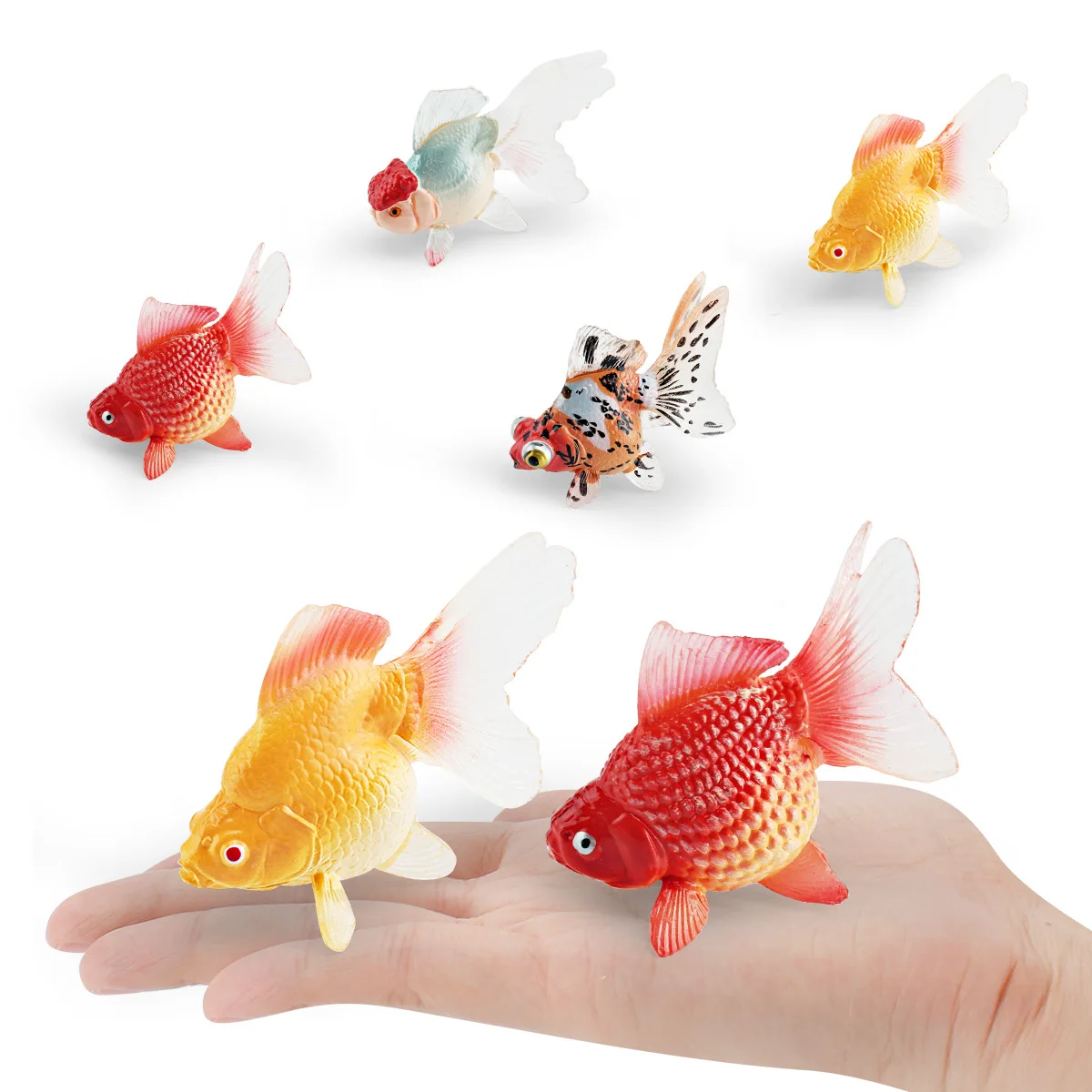 Figura juguete pez koi dorado ornamental para decoración infantil