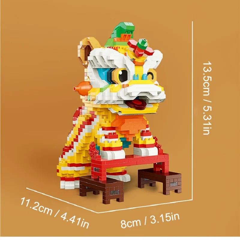 Bloques de construcción creativos - Juguete de danza del león en miniatura - imagen 2