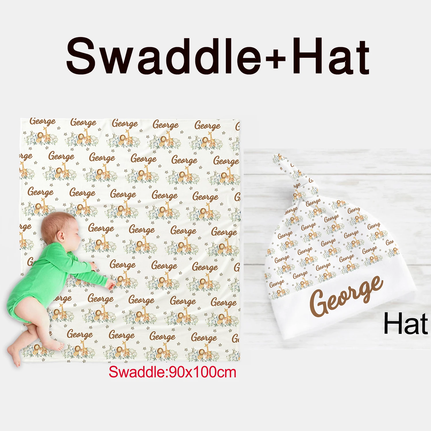 Gorro anudado con el nombre del bebé