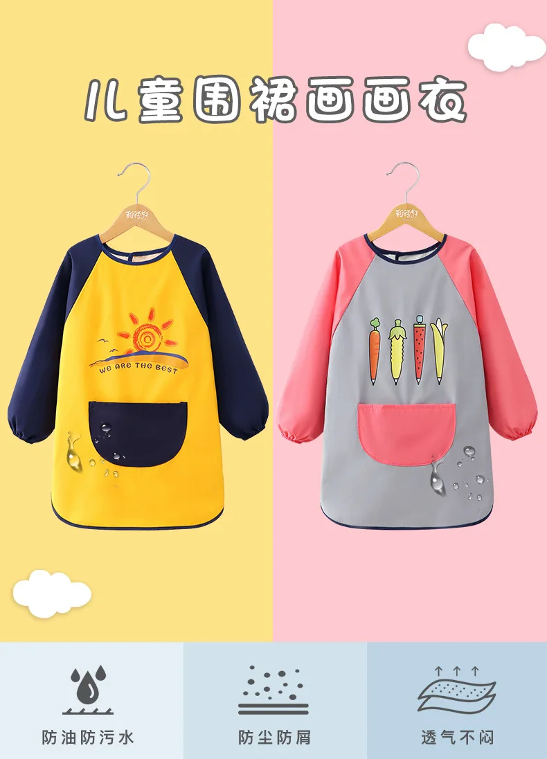 Babero impermeable de manga larga para niños