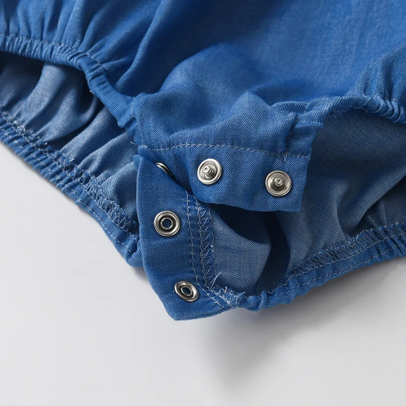 Conjunto verano bebé recién nacido vaquero sin mangas con gorro - imagen 4