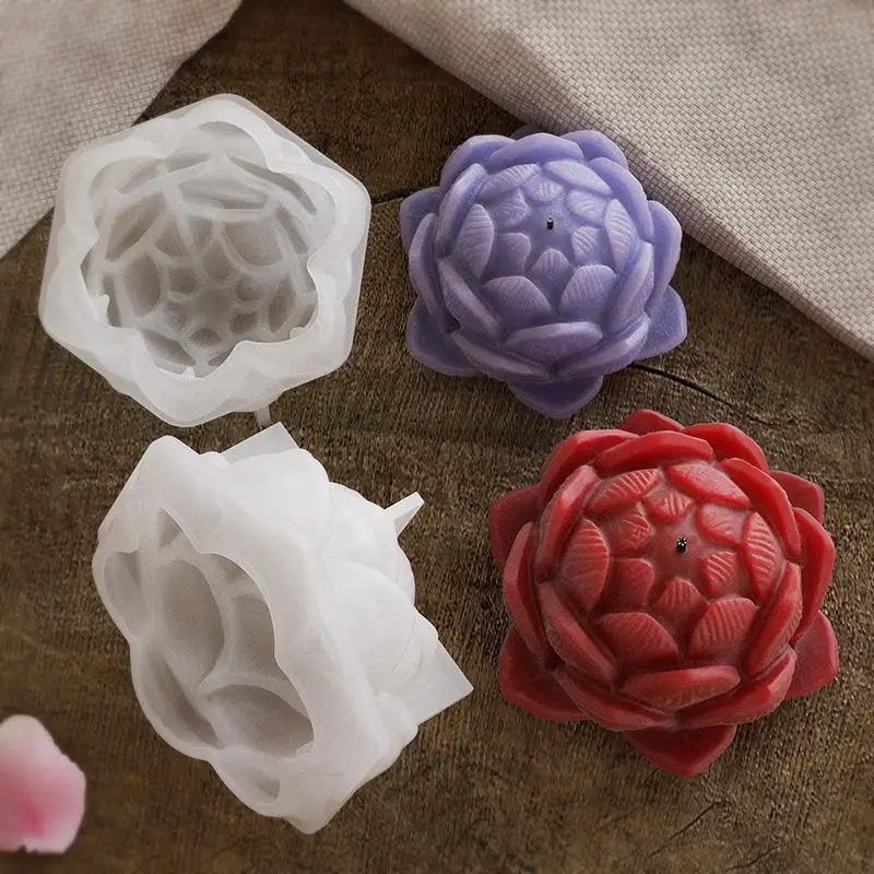 Molde de silicona para velas con flor de loto - imagen 3