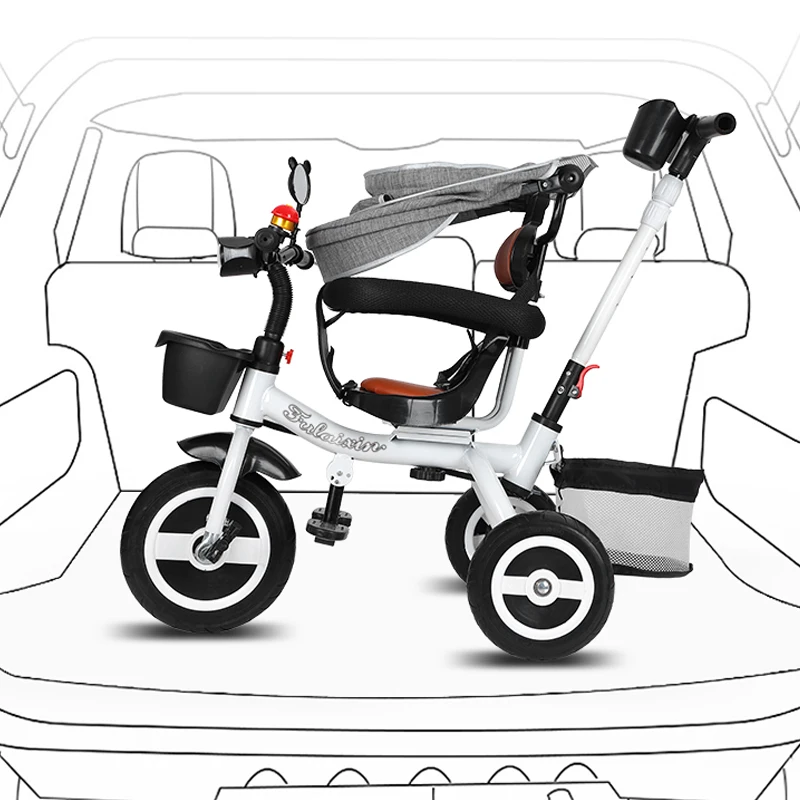 Triciclo 3 en 1 para niños: cochecito, bici plegable y reclinable - imagen 4