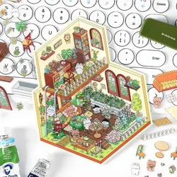 Pegatina 3D de mascota con paisaje en miniatura divertida