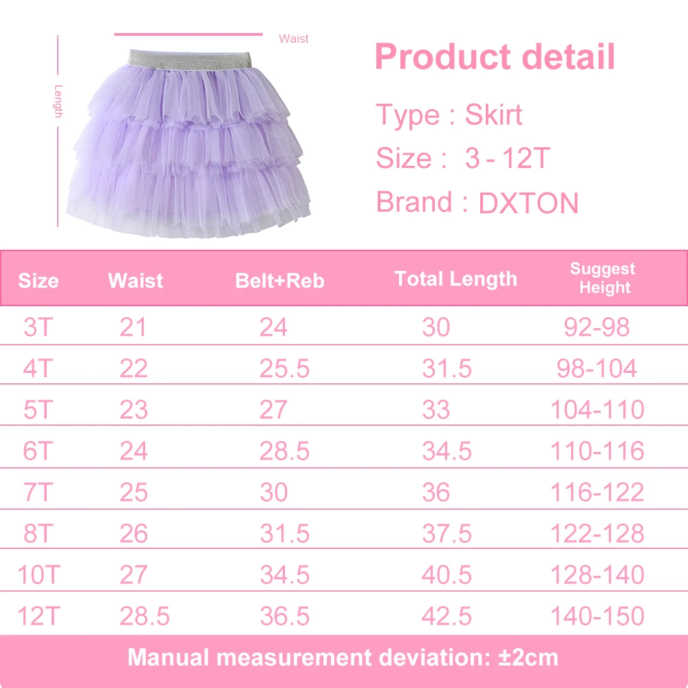 DXTON Falda princesa de tul con capas abullonadas para niñas - imagen 5