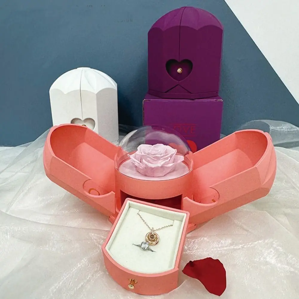 Joyero romántico con flores sorpresa para collar y anillo - imagen 4