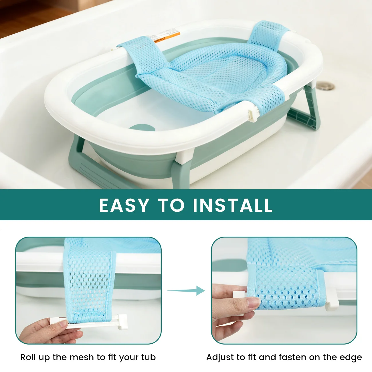 Soporte para baño de bebé antideslizante con cojín flotante
